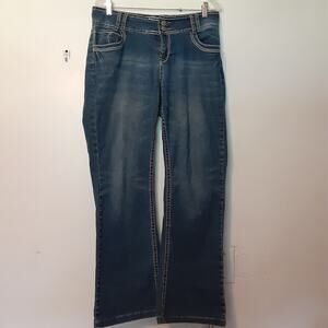 Wallflower Jeans Women’s 15 Blue Flare Luscious Curvy Flap Pocket Bootcut Denim